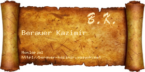 Berauer Kazimir névjegykártya